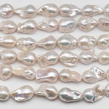 13-15mm Freshwater Baroque Pearl with Extremely High Luster, White Cultured Pea