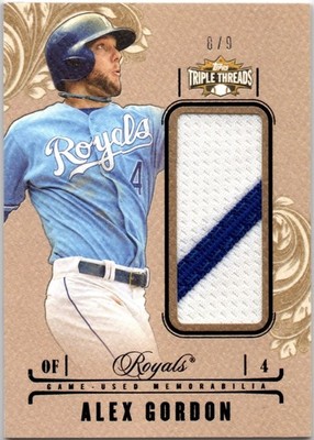 2014 Topps Triple Threads Game-Used Patch Gold Alex Gordon /9 Royals Huskers