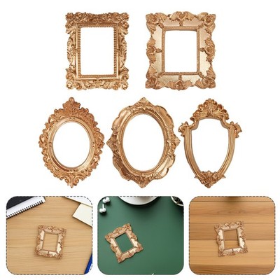 5 Pcs Goldener Bilderrahmen Photo Retro-Fotorahmen Aus Kunstharz