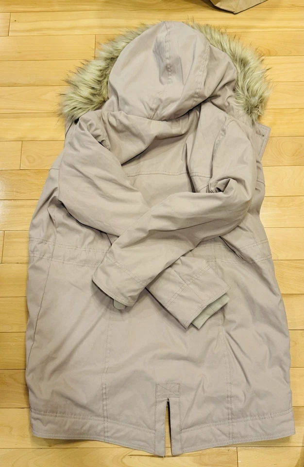 HOLLISTER HERITAGE WOMEN FAUX FUR COZY PARKA COAT JACKET LARGE PRE OWNED PINK - Image 3 of 3