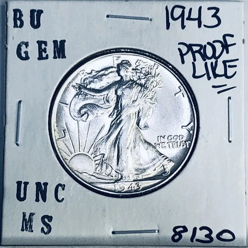 1943 BU GEM LIBERTY WALKING SILVER HALF UNC MS+++ U.S. MINT RARE COIN 8130