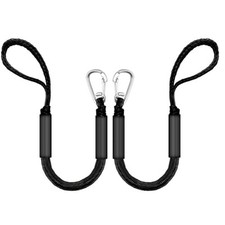 Bungee Dock Lines for Boats, 2 Feet, Pack of 2 Black