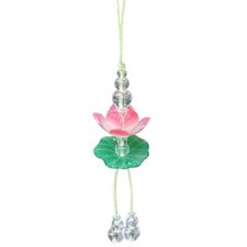 Exquisite Summer Pink Lotus Phone Charm Pendant Simulated Flower Beaded Keychain