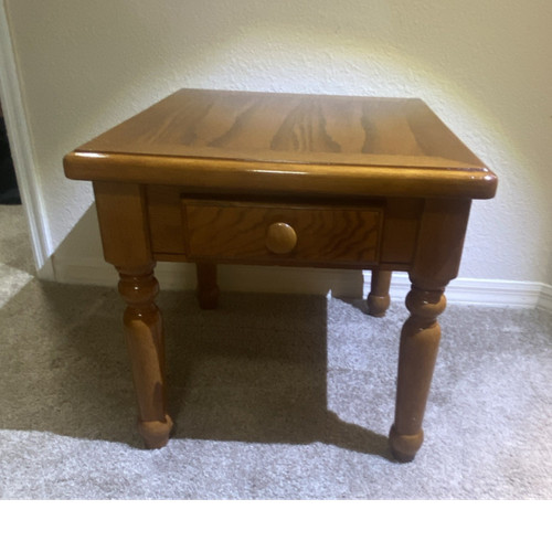 Wood Nightstand, Brown Medium Wood Grain, 1 Drawer Storage, 28 x 23 x 21 in