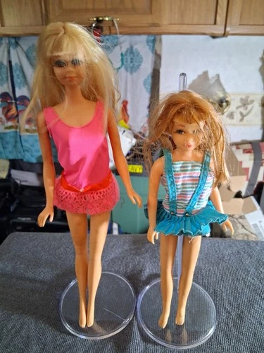 1965 and 1966 Vintage Barbie Lot of Two Dolls Blonde Hair Blue Eyes Mattel