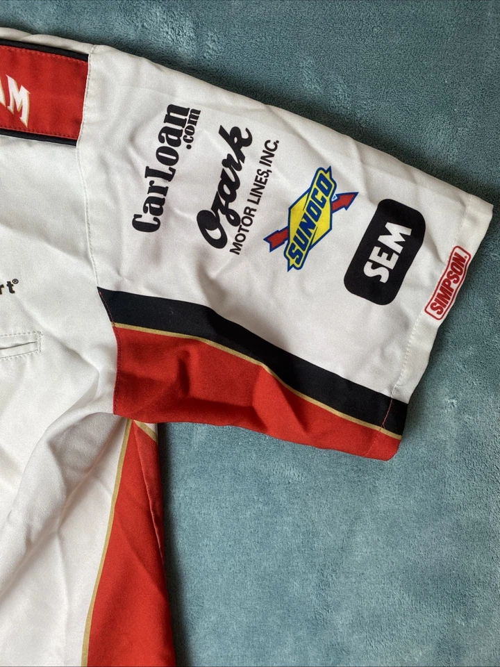 Camisa Robby Gordon Nascar Auto Racing Pit Crew Jim Beam vermelha masculina grande feita nos EUA - Imagem 4 de 4