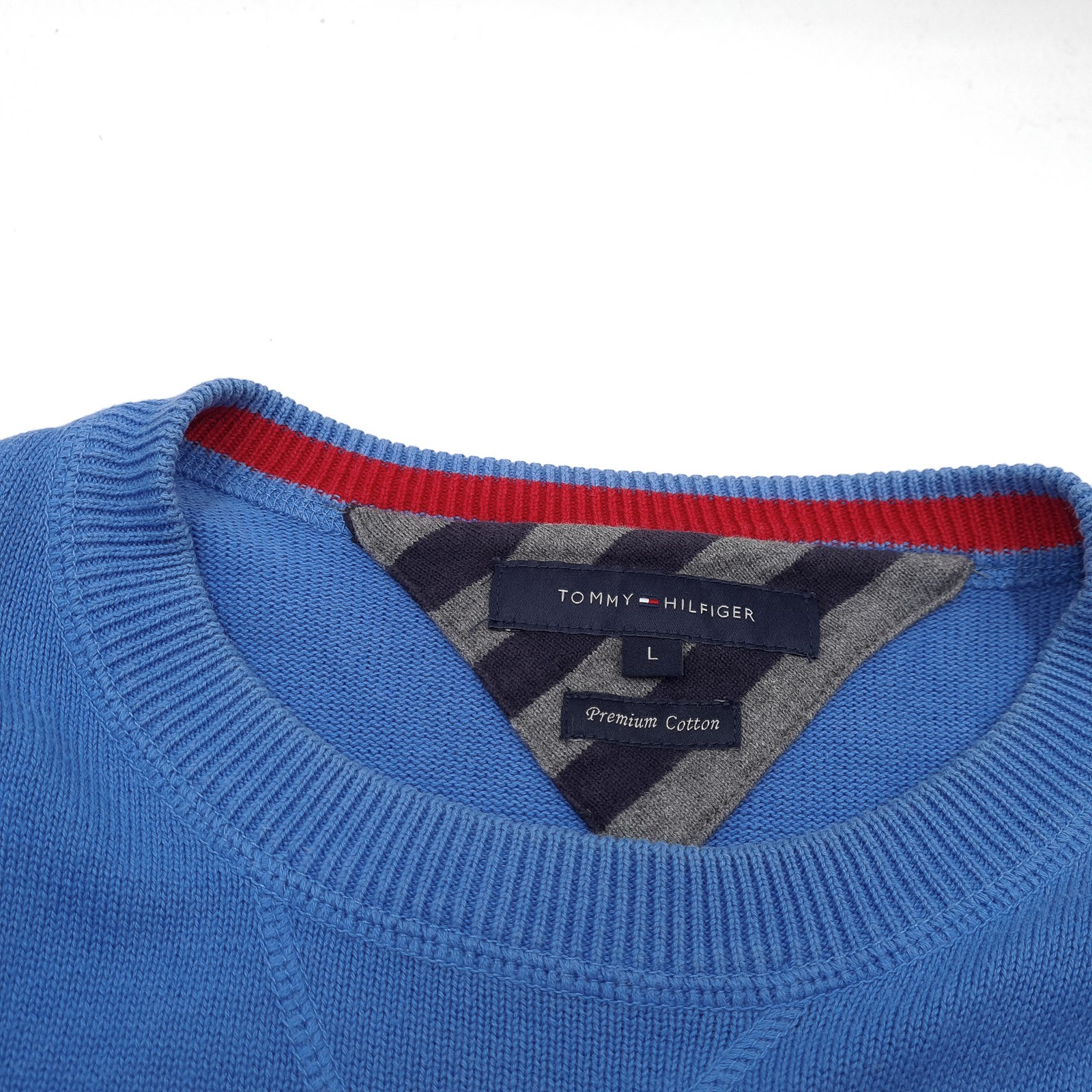 Tommy Hilfiger Mens Pullover Sweater Blue Cotton Classic Knit Ia0 Size L thumbnail 4
