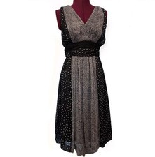 Jonathan Martin Y2K Mix Pattern Flowy Chiffon Empire Waist Babydoll Dress Sz 10