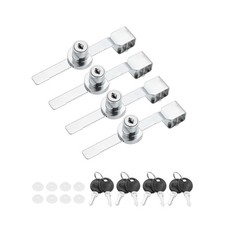 4er-Pack Schiebe Glas T&uuml;r Ratschen Schloss mit 8 Schl&uuml;sseln 5.6x0.6" Silber