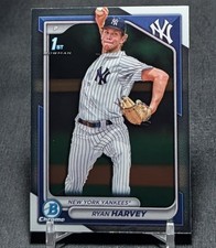 Ryan Harvey 1st Chrome Prospect Rookie 2024 Bowman Draft Card #BDC-198 Yankees. rookie card picture