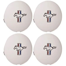 CJ Classics Wheel Center Cap With Tri-Bar Pony Emblem Silver Set Mustang 1991...