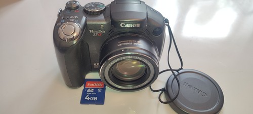 Canon PowerShot S3 IS 6.0MP Digital Camera - Black + Memory Card Tested Working