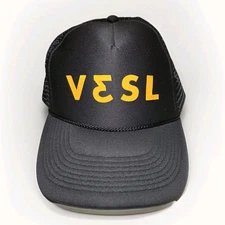VESL Hat Mens Black Trucker Snapback Flat Bill Rope Brim Paddle Board Surf Cap