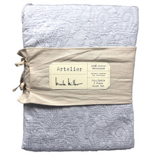 3pc Nicole Miller Artelier Lt Blue Queen Duvet Cover Pillow Sham Set Matelasse