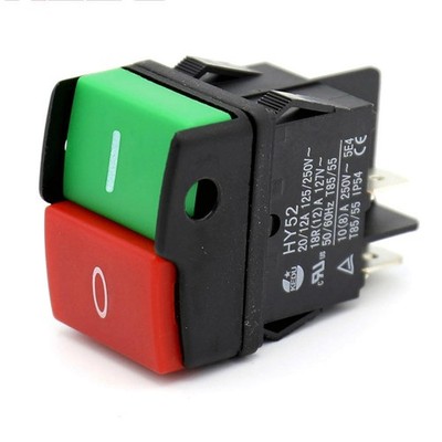 HY52 Push Button On/Off Start Stop Switch 4 Pins 125/250V 20/12A Black