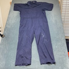 Big Mac Coveralls Men XL Navy Blue Straight Leg Workwear Poplin Short Sleeve
