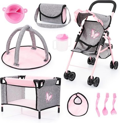 Bayer Doll Buggy Set 10pcs Stroller Play Mat Bed Accessories 18 Dolls Kids Toy