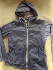 COLUMBIA Girls Lightweight Full Zip Windbreaker Jacket Purple Size Girls 7-8