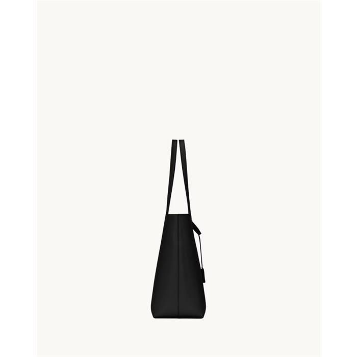 Borsa shopper Saint Laurent East West in pelle morbida timbro nero: stile CASSANDRE