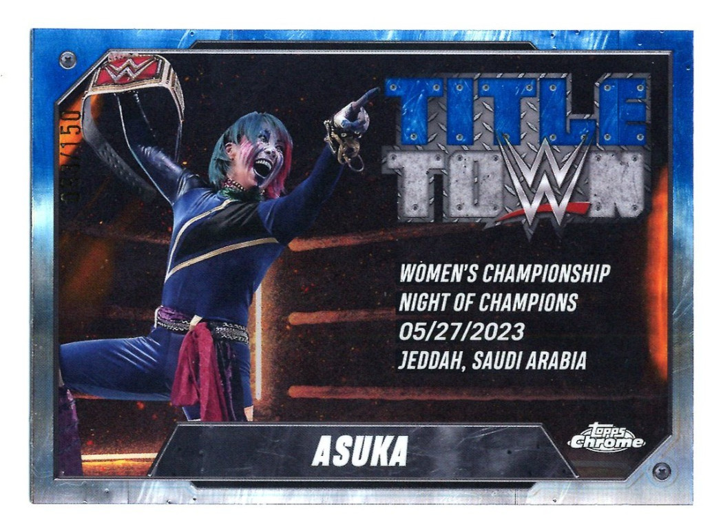 2025 Topps Chrome WWE Title Town #TT-ASK Asuka Blue Refractor /150