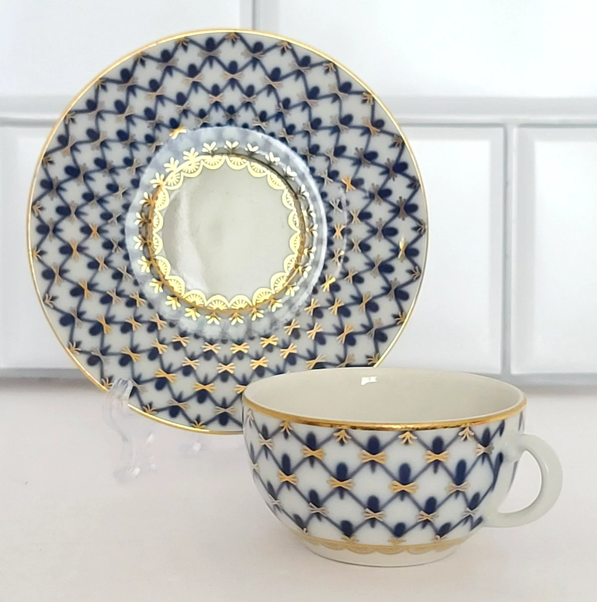 ロモノーソフ LOMONOSOV ソ連時代 コバルトネット トリオ ポットセット