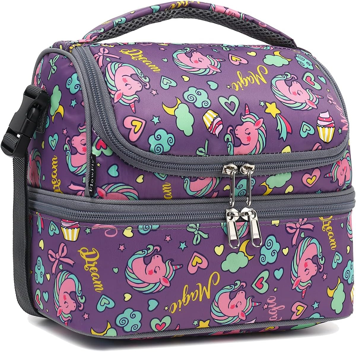 Double Decker Cooler Insulated Lunch Bag Large Tote for Boys, Girls, Men, Women,