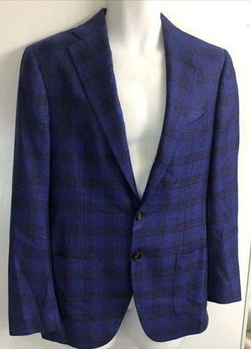 cesare attolini blazer Royal Blue Window Pane, Cashmere, Single Breast Size 39 - Picture 4 of 13