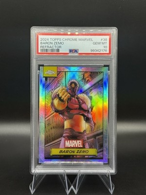 POP 1 BARON ZEMO 2024 Topps Chrome Refractor Marvel #38 PSA 10 GEM MINT