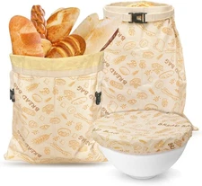 2Pcs Beeswax Bread Bags for Sourdough Reusable Cotton Bags for Homemade Breads