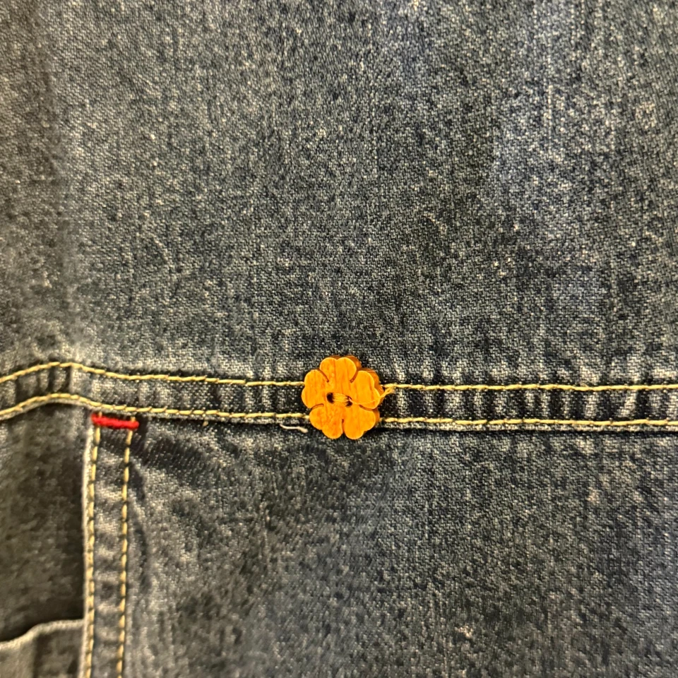 Maxi jersey vaquero vintage blanco ciervo azul para mujer pequeño bordado 100 % algodón Foto 2 de 4