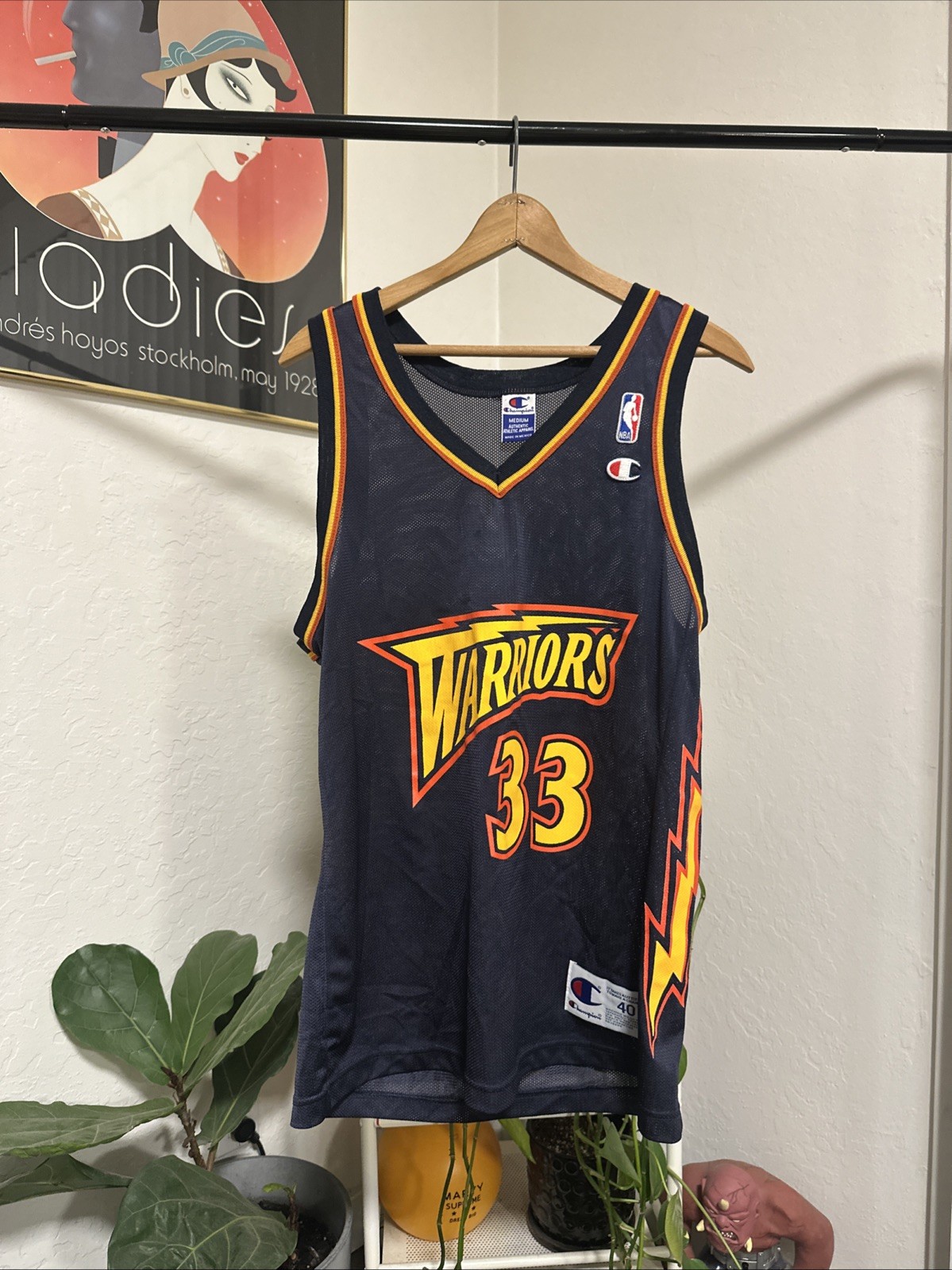 VTG 90s NBA GOLDEN STATE WARRIORS ANTAWN JAMISON CHAMPION JERSEY SIZE 40 M