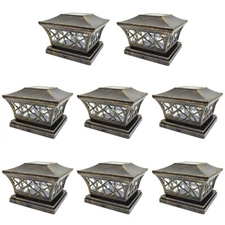8 Black / Bronze / Silver 6 x 6 Solar Post Lights Outdoor Deck Cap Fence Lamp
