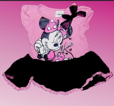 Disney Minnie Mouse 1-Piece Pink Black Dress For Baby Size 12