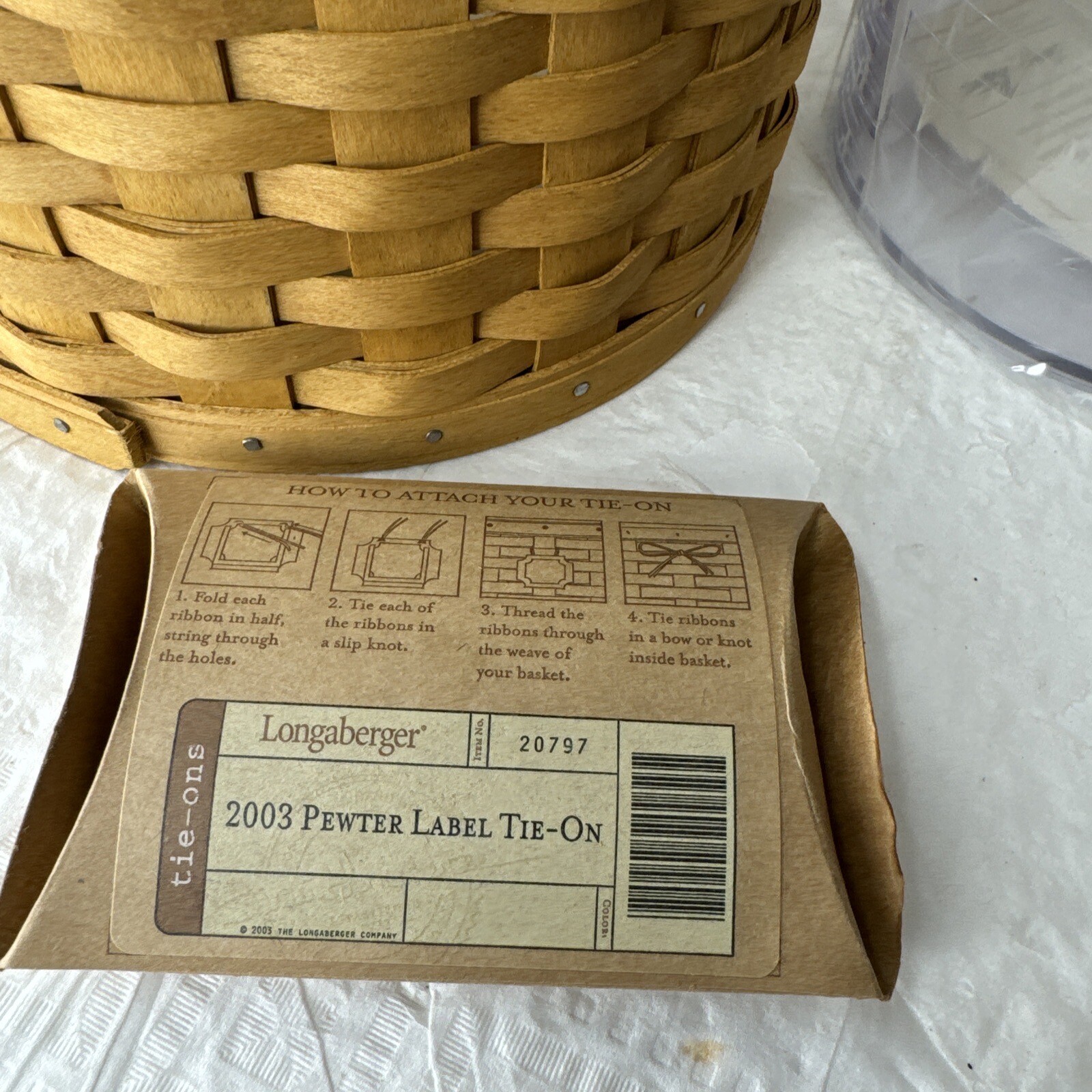Longaberger 2003 Large Canister Basket W/ Protector TieOn NEW eBay