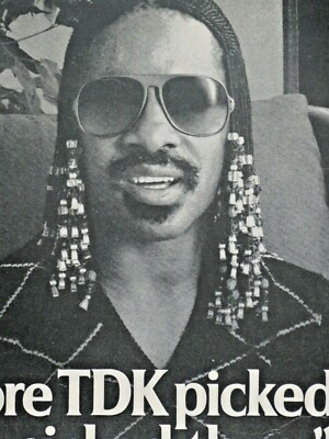 Stevie Wonder Vintage 1980 TDK Original Print Ad 8.5 x 11