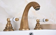 Bathroom Antique Brass 3 hole Widespread faucet Basin sink Mixer Tap wan071