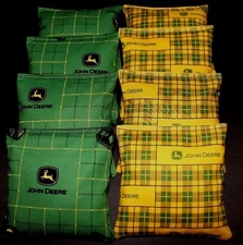 Green Plaid Country  with John deere fabric 8 ACA Regulation Corn Hole Game Bags