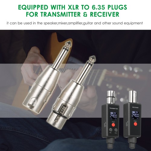 UHF Microphone Wireless XLR Transmitter Receiver Rechargeable Adapter 30m S9A9 - Picture 10 of 12