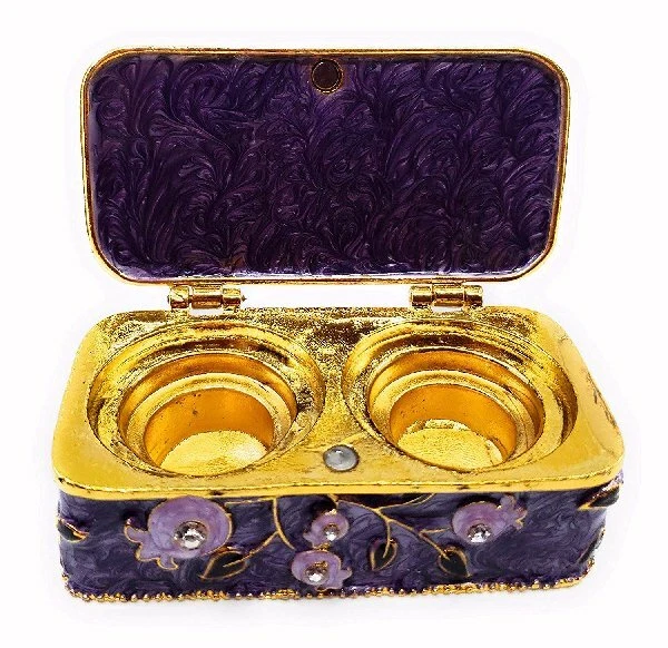 Juego de candelabros de viaje pintados a mano esmalte en peltre con cristales de Swarovski Foto 2 de 3