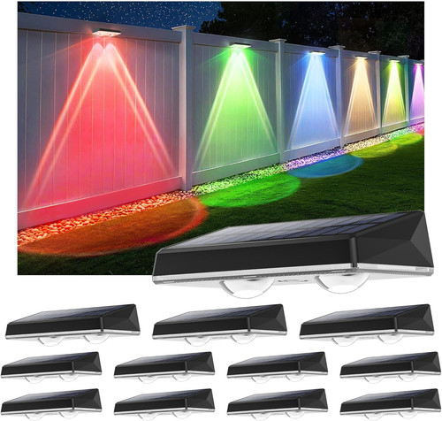 Solar Fence Lights Outdoor 12-Pack | IP67 Waterproof Solar Wall Light | Dusk to - Picture 12 of 12