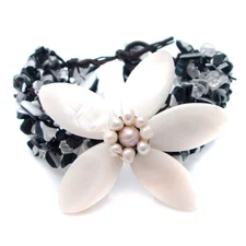White Jasmine Mother of Pearl Petals Bracelet
