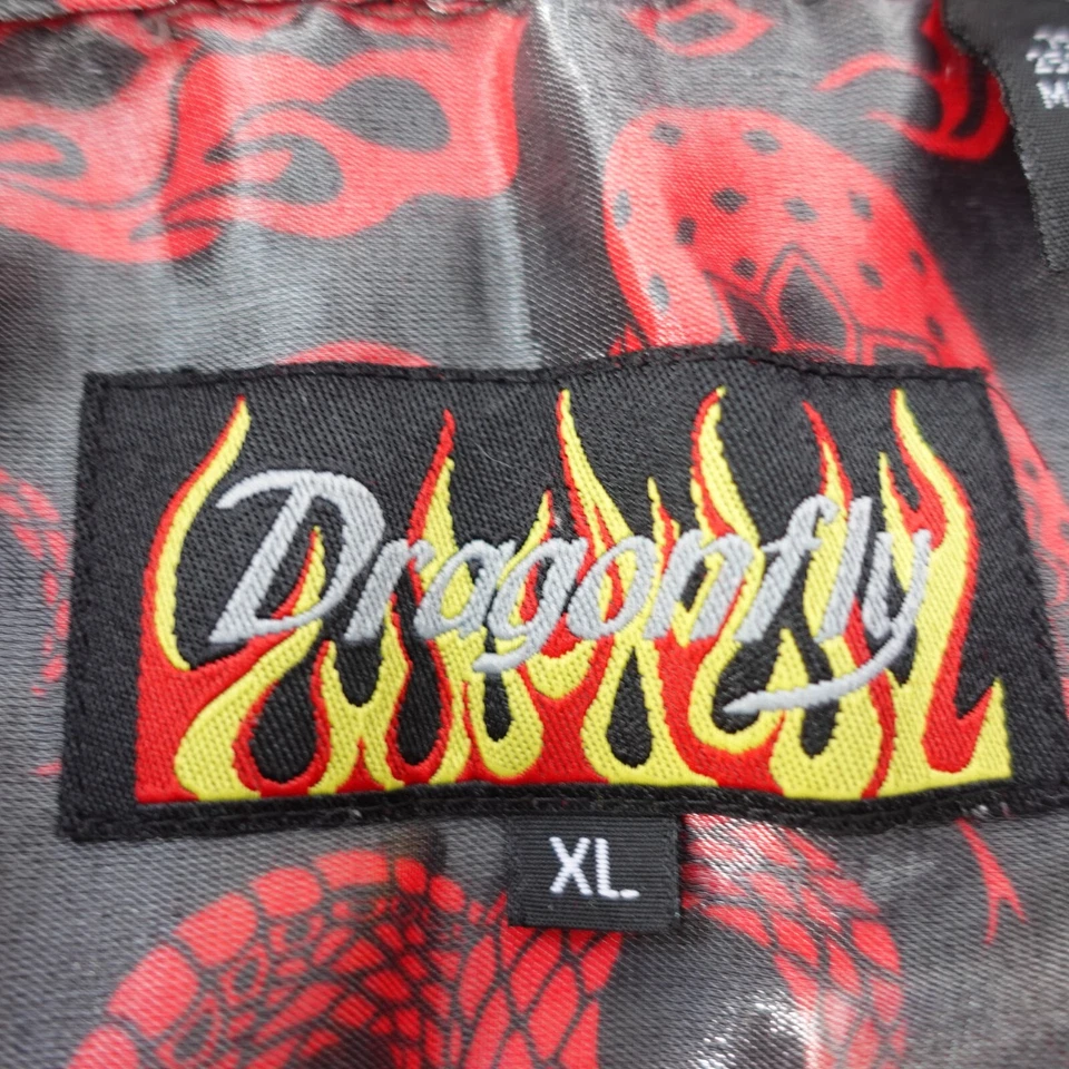 Dragonfly Camp Snake Shirt Mens Size XL Red Cobra Black Rockabilly 90s VINTAGE - Image 3 of 4