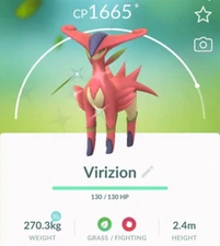 Pokémon - Shiny Virizion - P T C - 80k stardust - Please see description