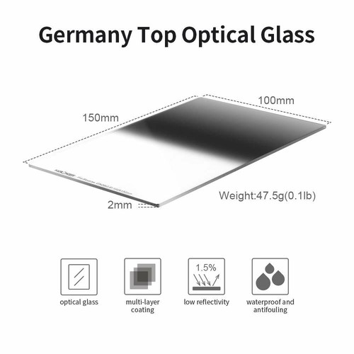 K&F Concept Square 100X150mm ND8 Filters Reverse Graduated Grad Neutral Density - Picture 6 of 7