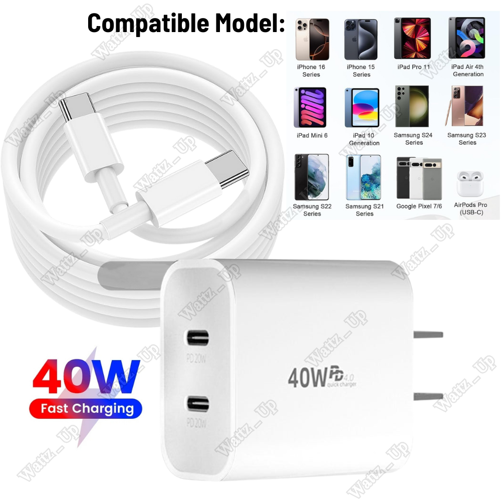 For iPhone 15/16 Pro Max Android Fast Charging USB-C PD Plug Charger USB-C Cable