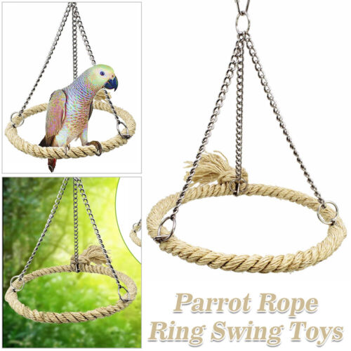 AU Rope Ring Swing Toys Budgie Cockatiel Hanging Cage Hammock Perch Bird Toy - Picture 7 of 11
