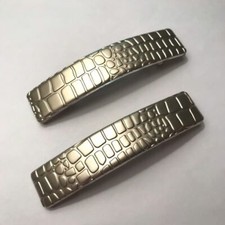 Barrette Hair Clip Silver Rectangle Scaly Alligator Crocodile Print Made France
