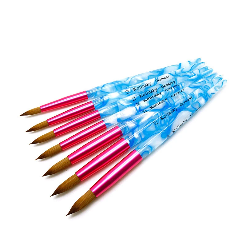 Acrylic Kolinsky Nail Brushes Blue And Pink Sizes 8-20 Nail Art Brush Makeup✿ - Image 4 of 4