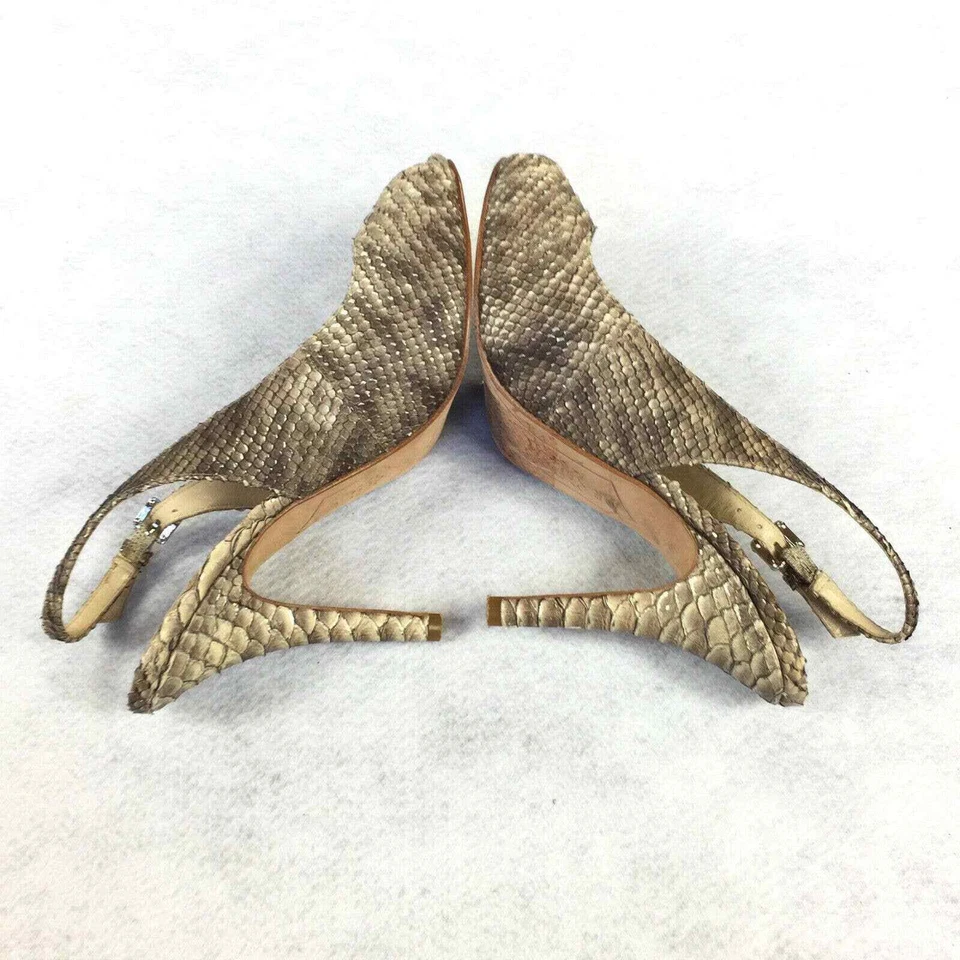 $300 Sandalias Joan & David Almonte de Cuero con Cordones Talla 6 Tacones Estampado de Piel de Serpiente Foto 4 de 4