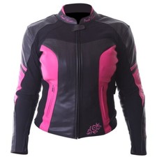 Frank Thomas Venus II Ladies Leather Motorcycle Jacket Black Pink